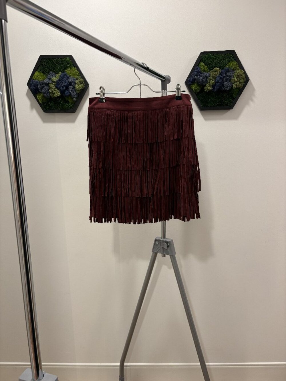 Dark Red Fringe Miniskirt